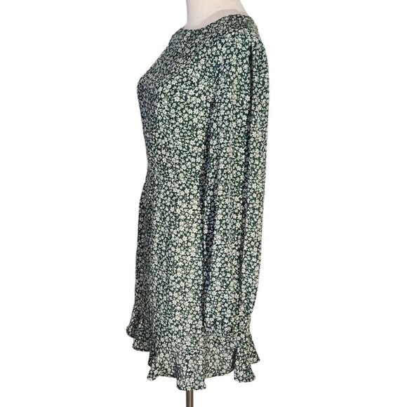 Lulus Green Floral Print Blooming Darlin Ruffled Mini Dress Womens Size M - Picture 4 of 15